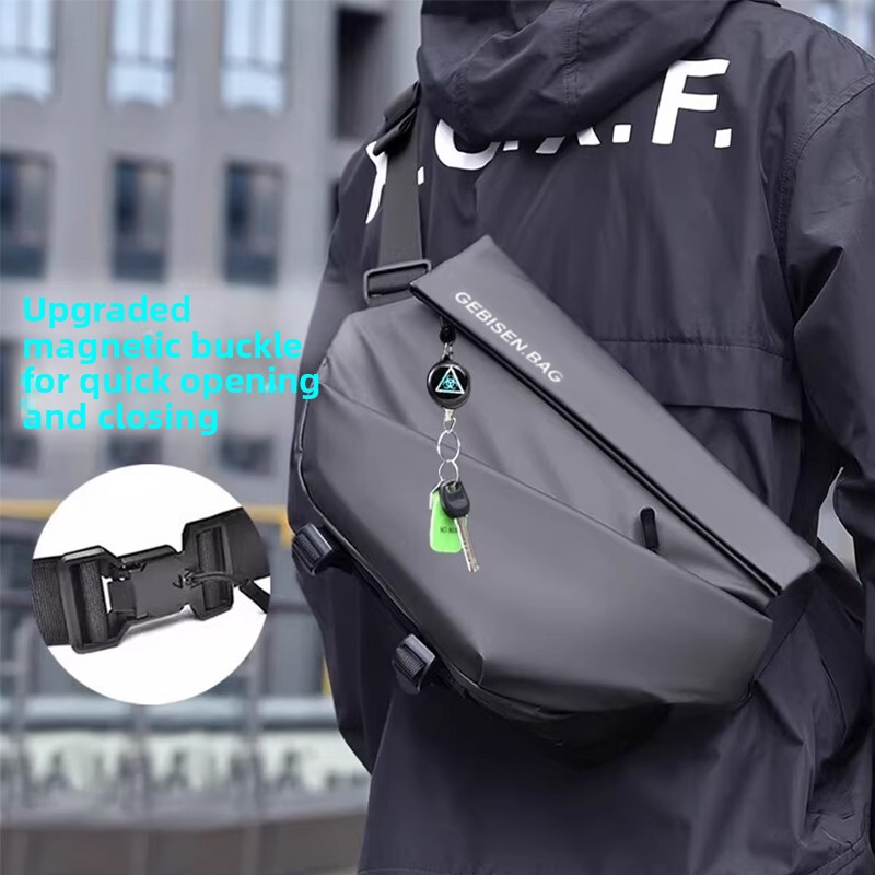 Cycling To Commute - Magnetic Buckle Men Crossbody Bag, Large
